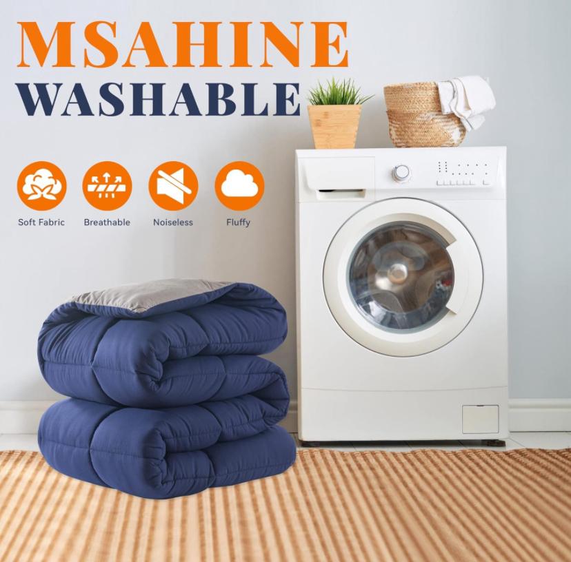 Royal Blue and Grey Reversible Duvet Set, Comfortable and Breathable, High Quality Fabric Purple Duvet + Bedsheet and Pillowcases Set (Sizes: 4 by 6, 6 by 6, 6 by 7, 7 by 7) - Image 4