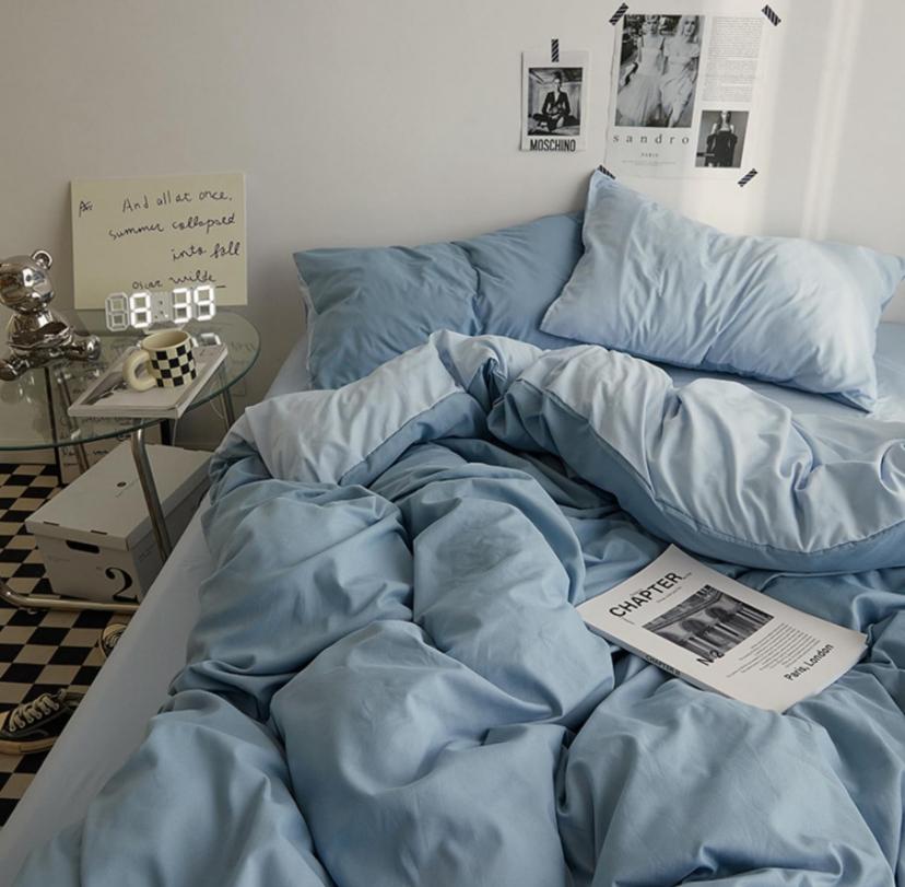 All Season Solid Blue Duvet Set, Breathable Quality and Soft Reversible Bedding Set, 4/6 Piece Set in 4 by 6/ 6 by 6/ 6 by 7/ 7 by 7 Sizes - Image 4