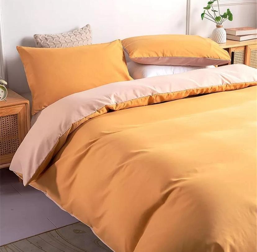 Premium Quality Yellow Reversible Duvet Set - Soft and Skin Friendly, Breathable and Washable All Season Solid Duvet +Bedspread and Pillowcases 4/6 Pcs Set (4by6/ 6by6/ 6by7/ 7by7 Sizes) - Image 4