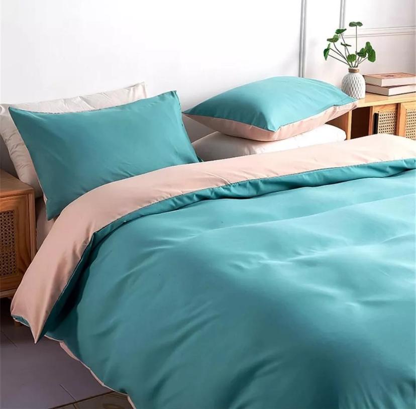 Premium Quality Teal Blue Reversible Duvet Set - Soft and Skin Friendly, Breathable and Washable All Season Solid Duvet +Bedspread and Pillowcases 4/6 Pcs Set (4by6/ 6by6/ 6by7/ 7by7 Sizes) - Image 4
