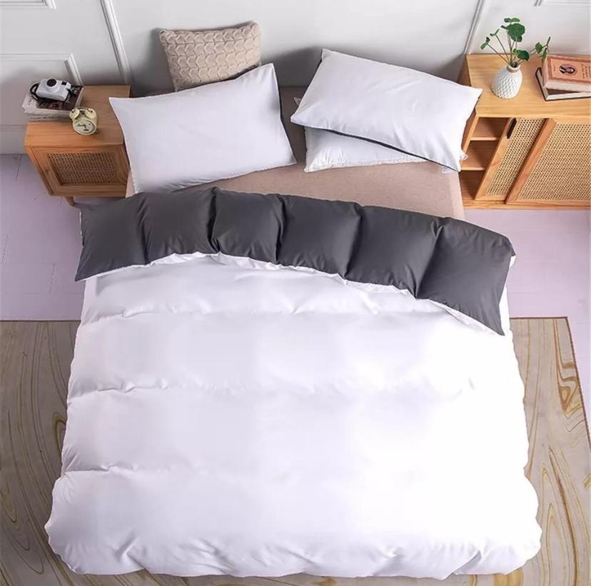 Premium Quality Reversible Duvet Set - Soft and Skin Friendly, Breathable and Washable All Season Solid Duvet +Bedspread and Pillowcases 4/6 Pcs Set (4by6/ 6by6/ 6by7/ 7by7 Sizes) White/Grey - Image 5