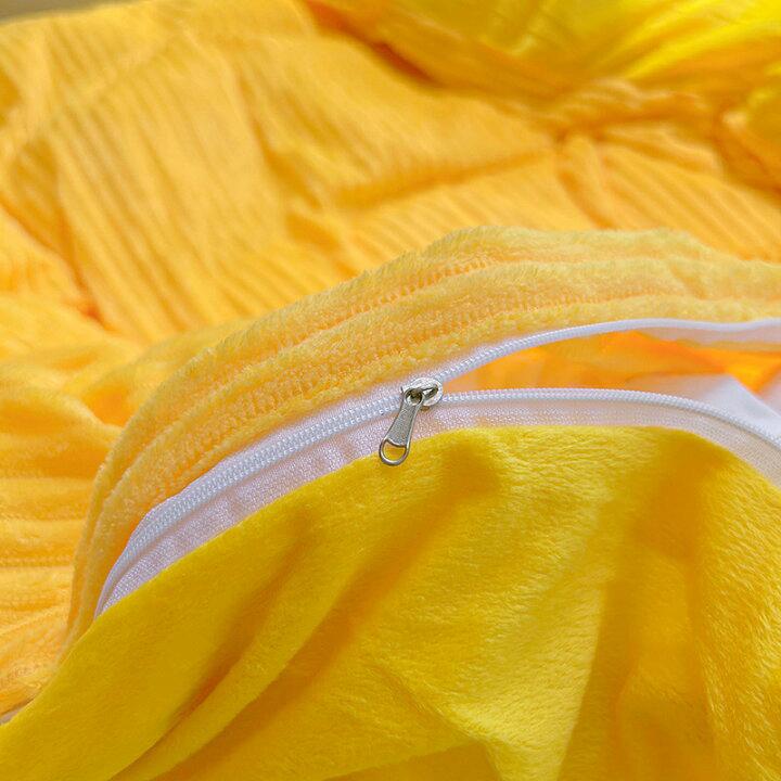 Yellow Stripe Fur Bedding Set – Luxuriously Soft, Stylish, and Cozy for a Glamorous Bedroom Upgrade 5/7 Piece Set 1 Double Padded Duvet, 1 Duvet Cover, 1 Flat Sheet and 2/4 Pillowcases (4by6/ 6by6/ 6by7/ 7by7 Sizes) - Image 5