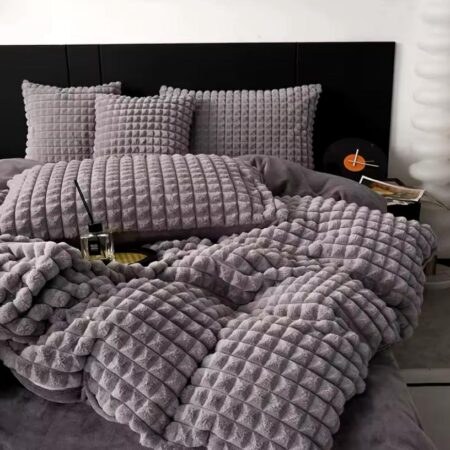Grey Luxury Faux Fur Velvet Fleece Plush Duvet