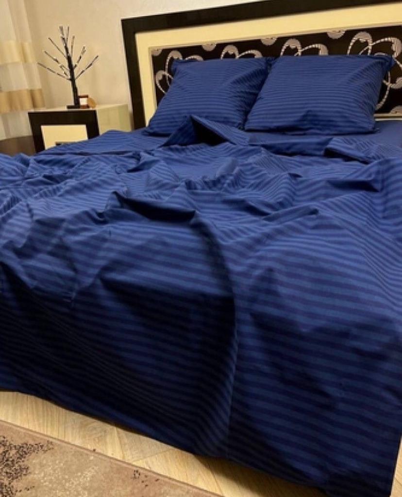 American Stripes Quilted Duvet Set - Premium Quality Soft and Breathable Cotton Damask Stripe Bedding Set, 4/6-Pieces 1 Quilted Duvet, 1 Bedsheet and 2/4 Pillowcases Set, 4by6/ 6by6/ 6by7/ 7by7 Sizes/ Navy Blue - Image 5