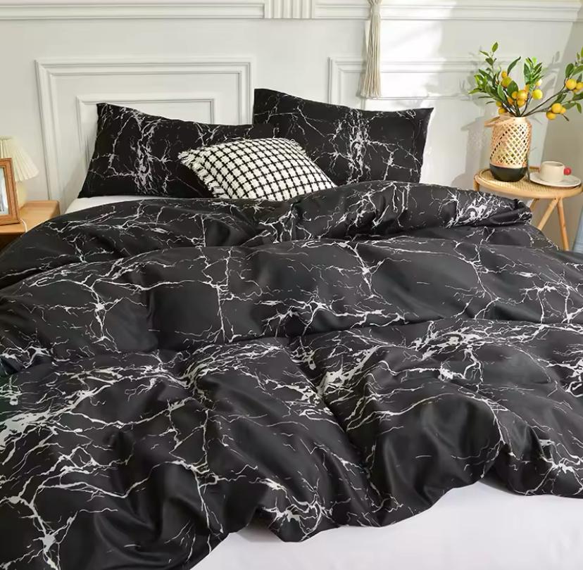 Black Marble Duvet Set (1 Quilted Duvet, 1 Bedsheet and 2/4 Pillowcases) Soft Comfortable and Durable Bedding (4by6/ 6by6/ 6by7/ 7by7 Sizes) - Image 3