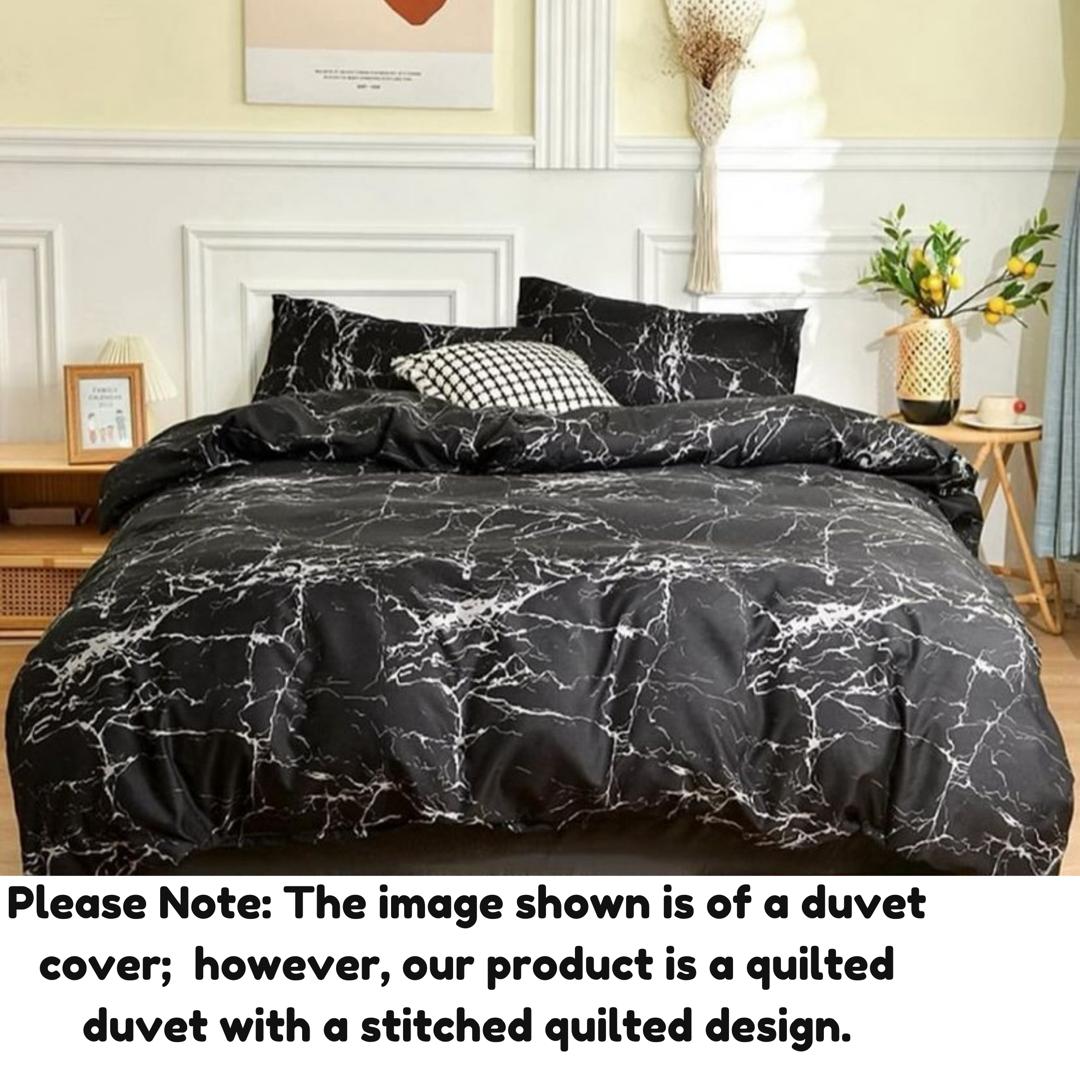 Black Marble Duvet Set (1 Quilted Duvet, 1 Bedsheet and 2/4 Pillowcases) Soft Comfortable and Durable Bedding (4by6/ 6by6/ 6by7/ 7by7 Sizes) - Image 4