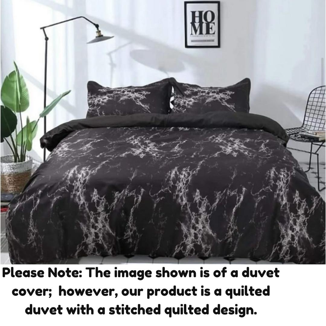 Black Marble Duvet Set - All Season Soft and Comfortable Marble Print Duvet with Bedsheet and Pillowcases Set in 4by6/ 6by6/ 6by7/ 7by7 Sizes - Image 3
