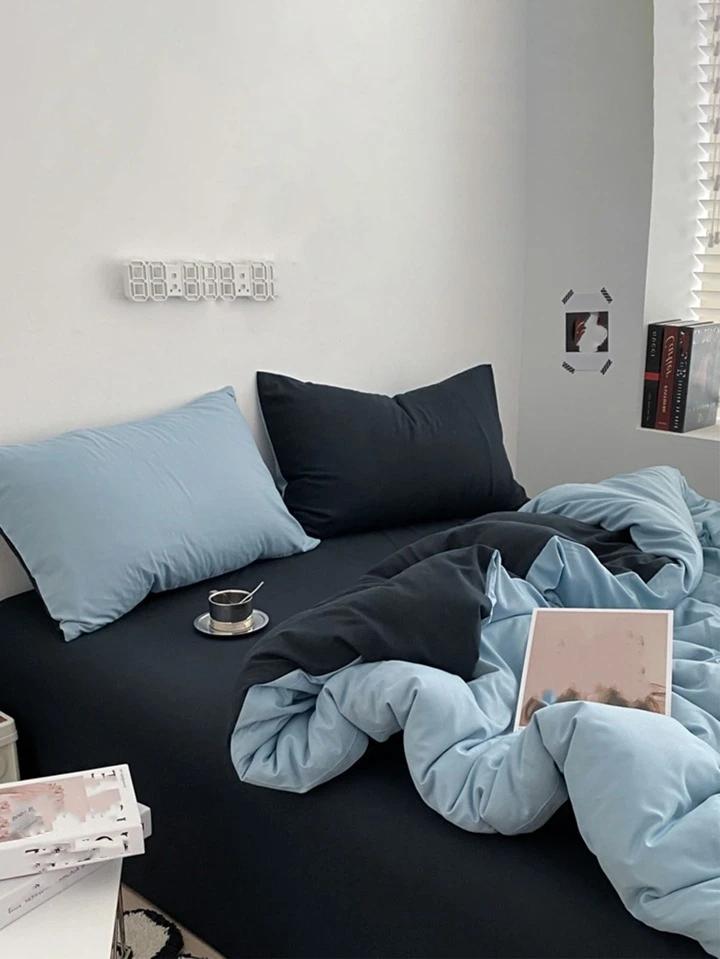 Blue and Black Duvet Set - Super Soft, Durable and Breathable Reversible Quilted Duvet + Bedsheet and Pillowcases Set, (Sizes: 4by6/ 6by6/ 6by7/ 7by7) - Image 2