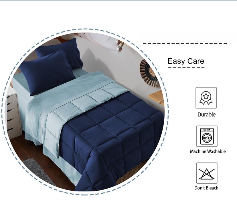 Reversible Duvet Set - Soft, All Season Comfortable and Breathable Box Quilting Bedding Set, 4/6-Pieces,1 Duvet 1 Bedsheet and 2/4 Pillowcases Set, 4by6/ 6by6/ 6by7/ 7by7 Size - Image 4