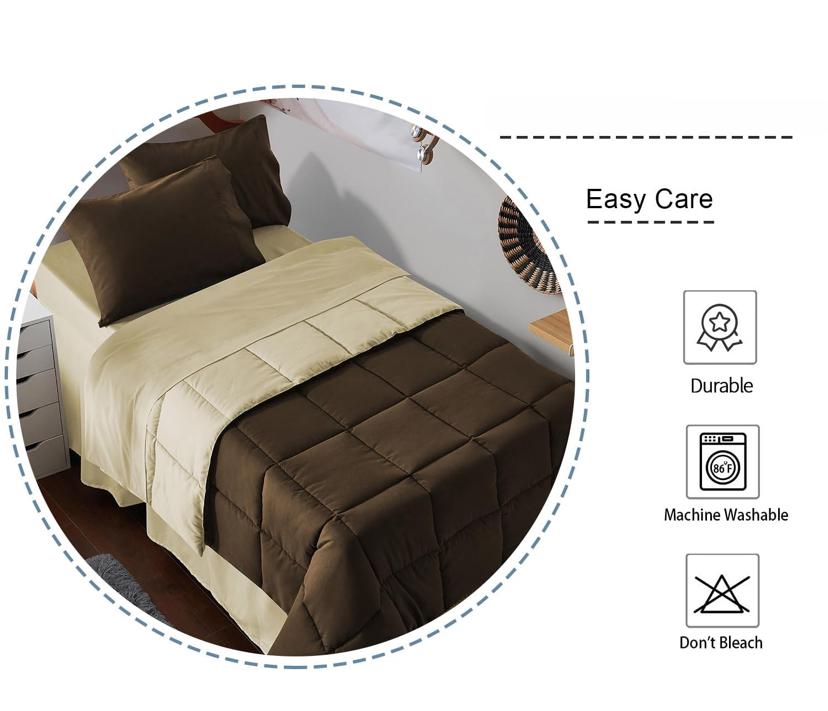 Reversible Duvet Set - Soft, All Season Comfortable and Breathable Box Quilting Bedding Set, 4/6-Pieces,1 Duvet 1 Bedsheet and 2/4 Pillowcases Set, 4by6/ 6by6/ 6by7/ 7by7 Size - Image 4