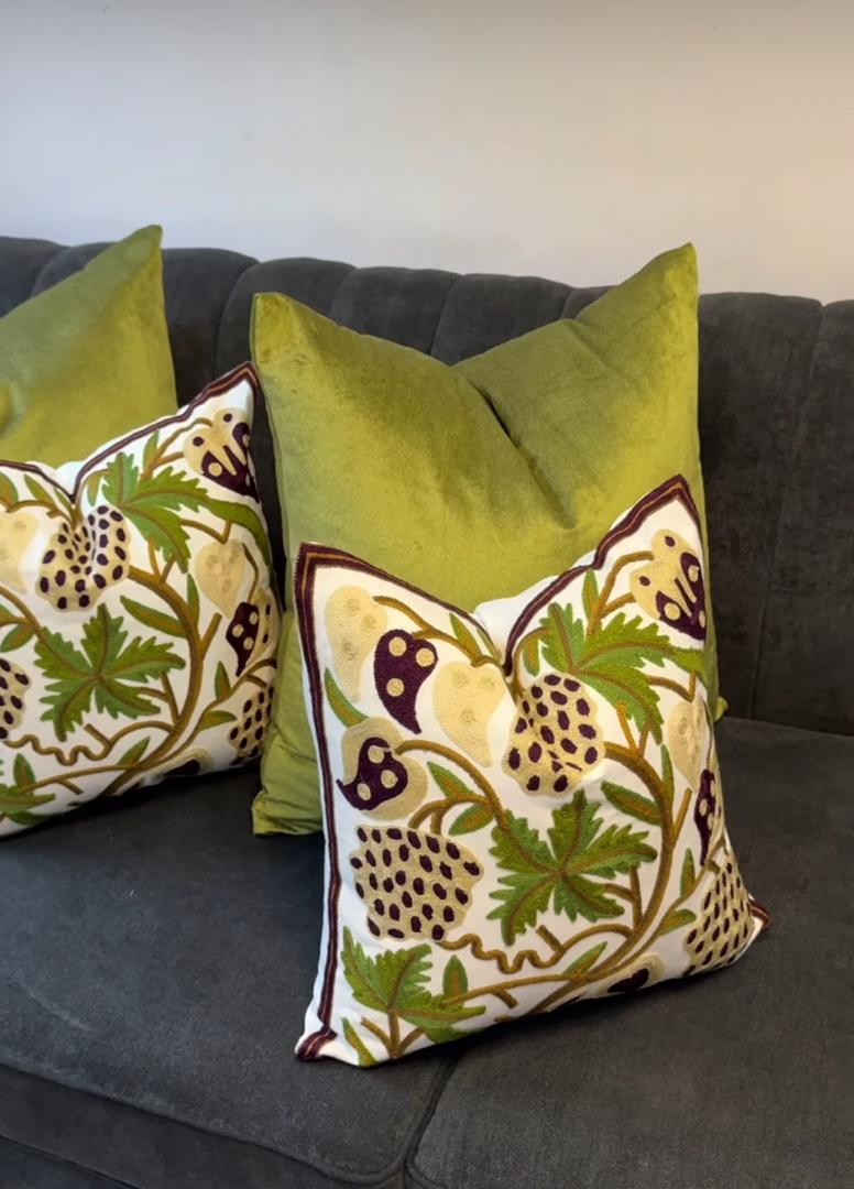 Decorative Embroidered Throw Pillow and Insert 18 by 18 Inches Home Decorative Throw Pillow with Hidden Zipper - Image 3