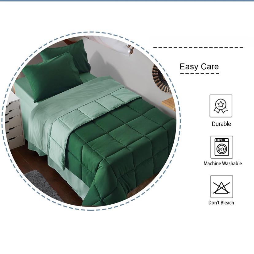 Reversible Duvet Set - Soft, All Season Comfortable and Breathable Box Quilting Bedding Set, 4/6-Pieces,1 Duvet 1 Bedsheet and 2/4 Pillowcases Set, 4by6/ 6by6/ 6by7/ 7by7 Size - Image 5