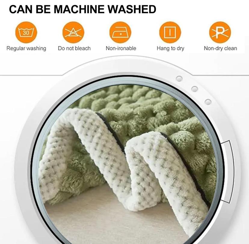 Faux Fur Throw Blanket, Fuzzy Soft Thick Bubble Blanket for Sofa Bed Bedroom Living Room, Cozy Warm Fleece Flannel Blanket (180 by 200cm/ Green) - Image 5