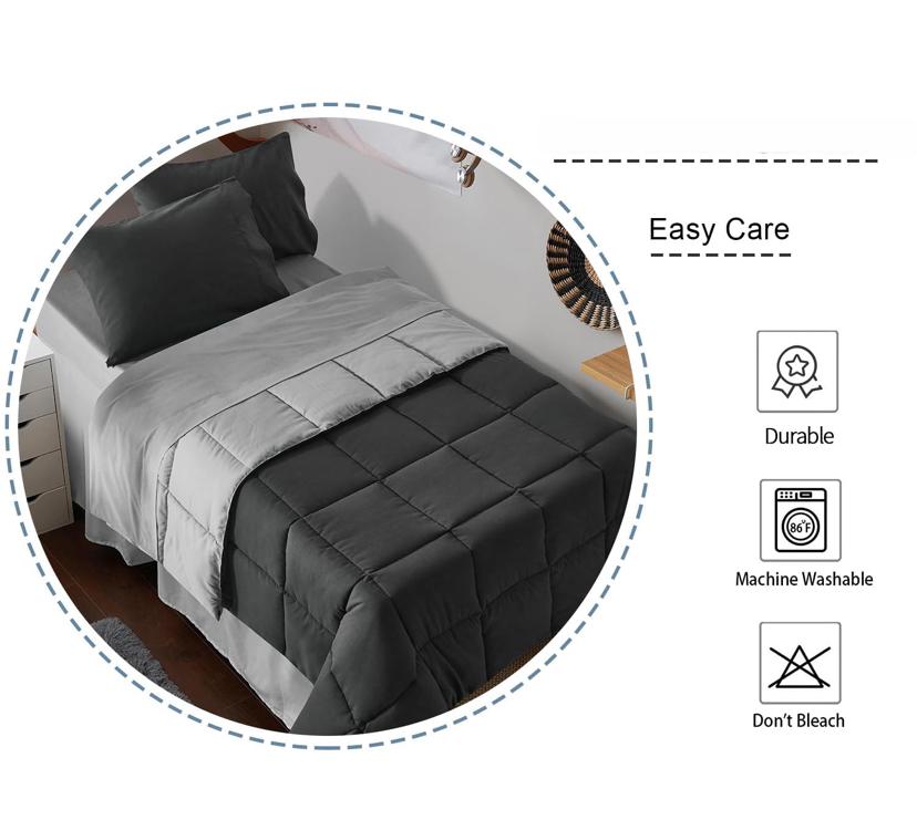 Reversible Duvet Set - Soft, All Season Comfortable and Breathable Box Quilting Bedding Set, 4/6-Pieces,1 Duvet 1 Bedsheet and 2/4 Pillowcases Set, 4by6/ 6by6/ 6by7/ 7by7 Size - Image 4