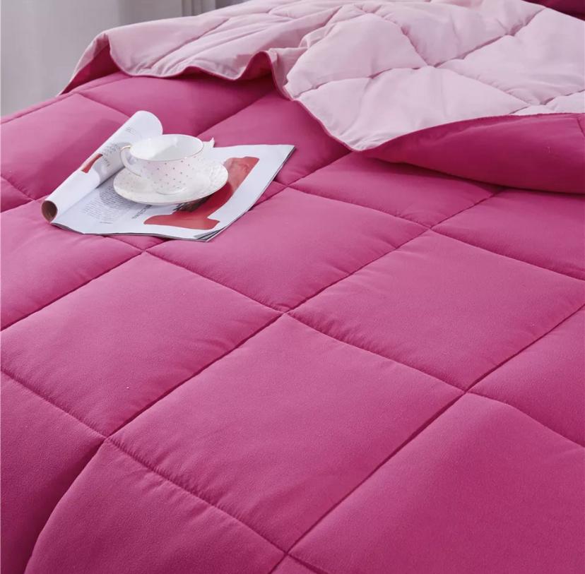 Pink Reversible Duvet Set - All Season Soft Durable and Comfortable Reversible Duvet with Bedsheet and Pillowcases Set in 4by6/ 6by6/ 6by7/ 7by7 Sizes - Image 2