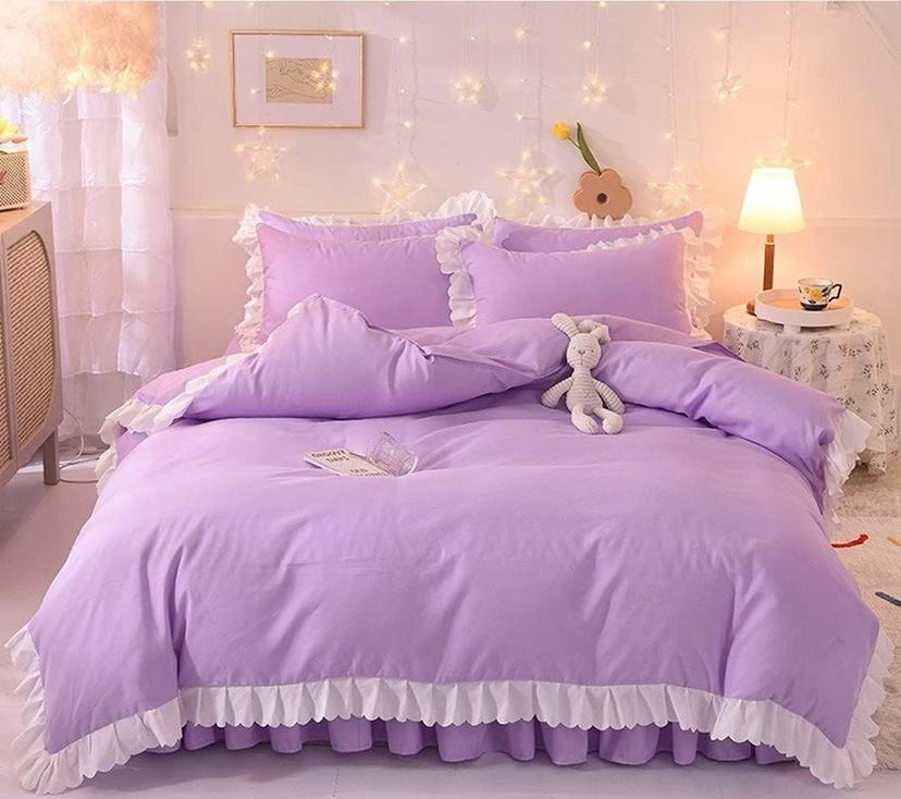 purple ruffle duvet set