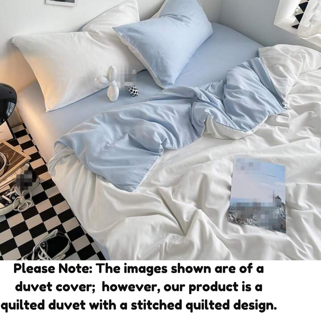 White Reversible Quilted Duvet Set - All Season Durable and Soft Quilted Bedding Set (4/6 Piece 1Duvet, 1 Bedsheet, 2/4 Pillowcases 4by6 / 6by6/ 6by7/ 7by7 Sizes - Image 4