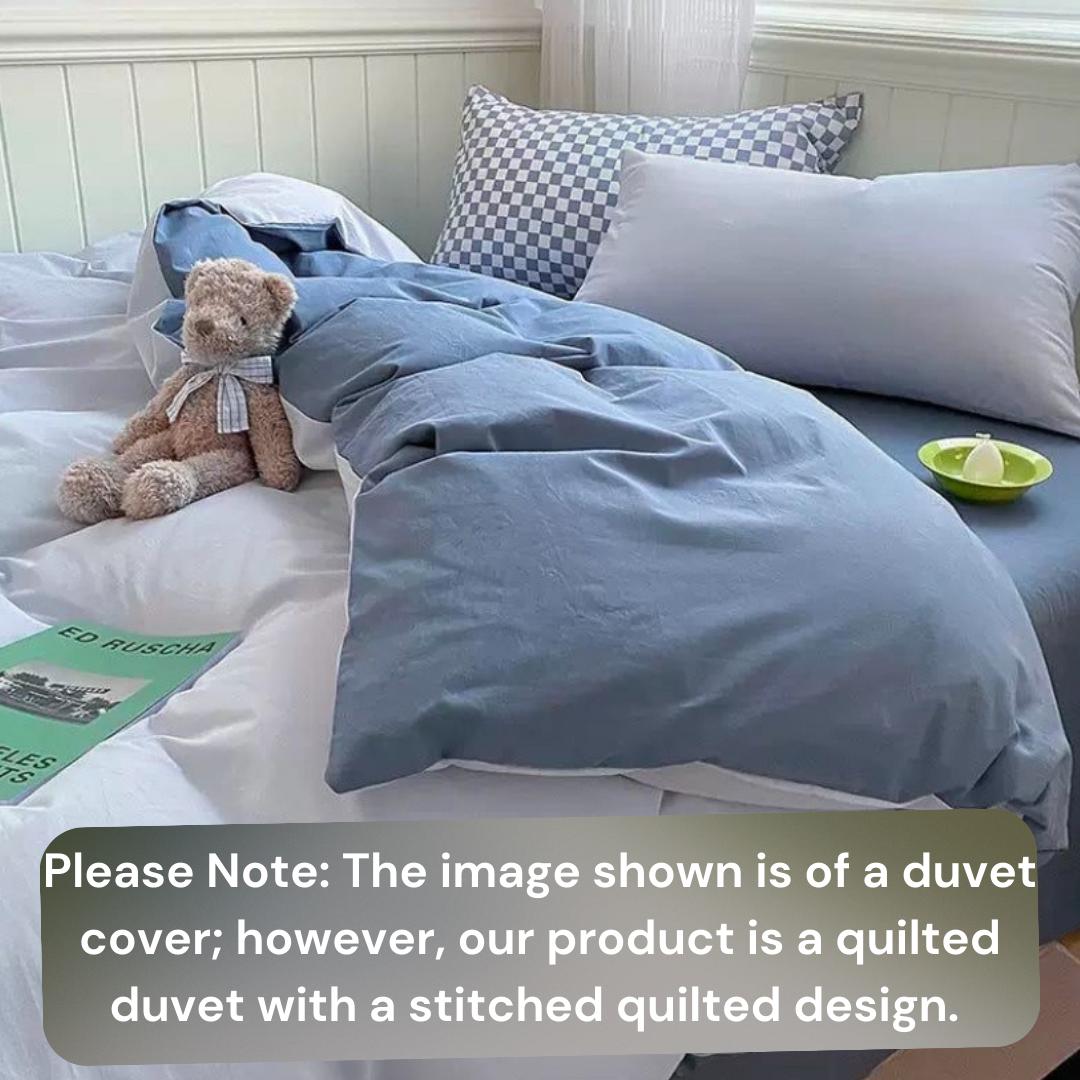 Blue Duvet Set 4by6/ 6by6/ 6by7/ 7by7 Size, Super Soft Breathable Bedding Set for All Season, 4/6 Pieces (1 Quilted Duvet, 1 Bedsheet and 2/4 Pillowcases Set) - Image 2