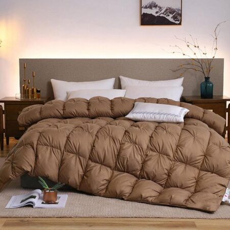 Brown double padded pintuck duvet set