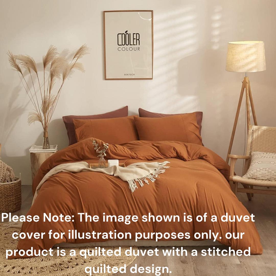 Plain Quilted Bedding Set 4by6/ 6by6/ 6by7/ 7by7 Size - Super Soft, Breathable and Durable Cotton Quilted Duvet With 2/4 Pillowcases and 1 Bedsheet Set, (Caramel Pumpkin Color) - Image 3