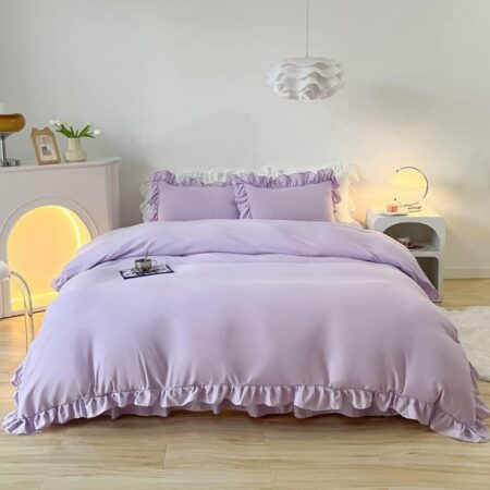 Purple ruffle bedding set