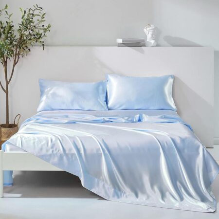 Light blue silk duvet cover set