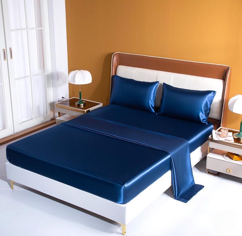 navy blue silk duvet cover set