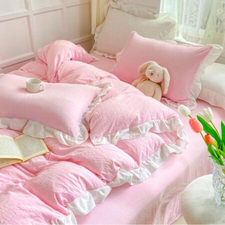 pink ruffle duvet cover set