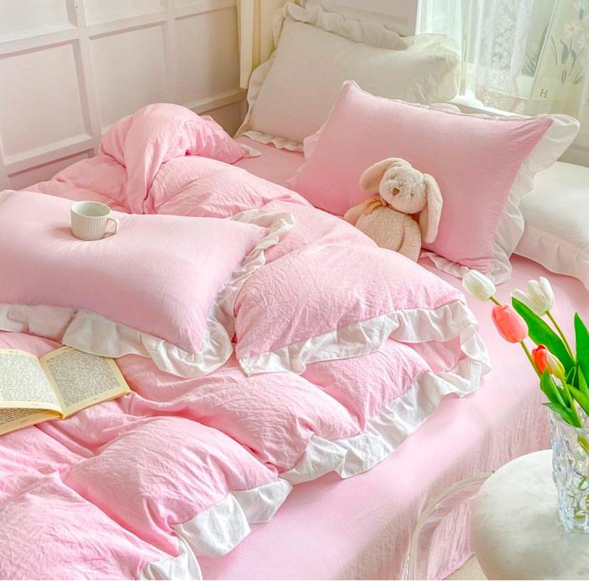 pink ruffle duvet cover set