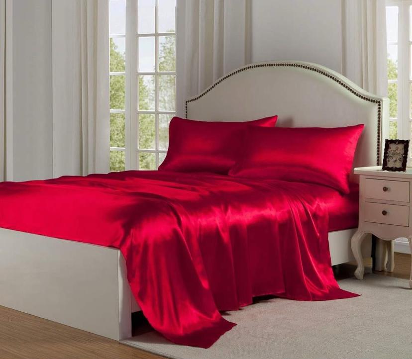 silk red bedspread set