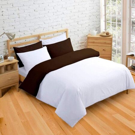 white and chocolate reversible duvet set