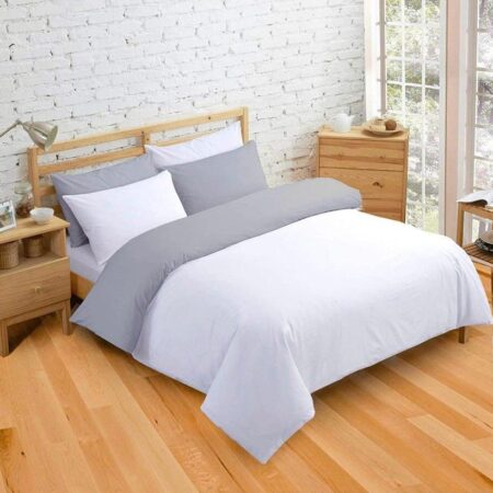 white and grey reversible duvet set