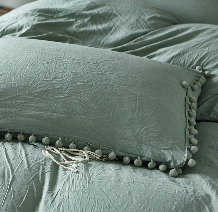 green pom pom pillowcases