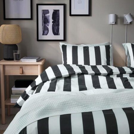 black and white stripes duvet set