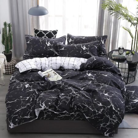 Black marble duvet set