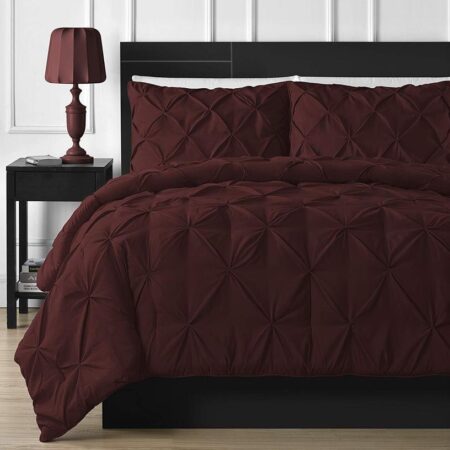 burgundy pintuck duvet set
