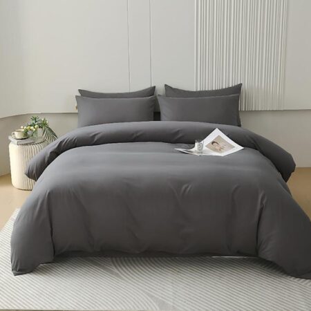 Dark grey quilted duvet set