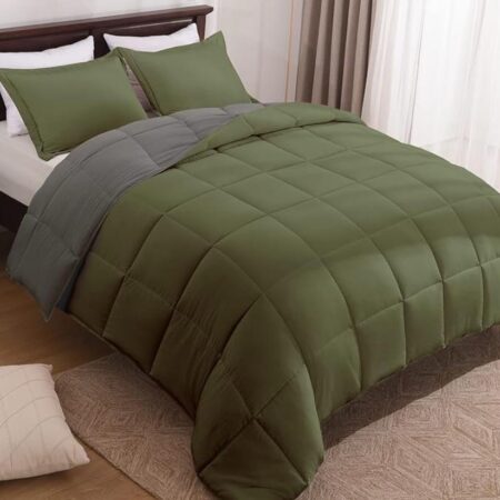 green and grey reversible duvet set