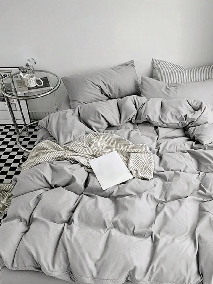 Light Grey Duvet Set 4by6/ 6by6/ 6by7/ 7by7 Sizes - Super Soft Breathable and Durable Quilted Duvet Set with 1 Bedsheet and 2/4 Pillowcases Set for All Season Comfort - Image 4